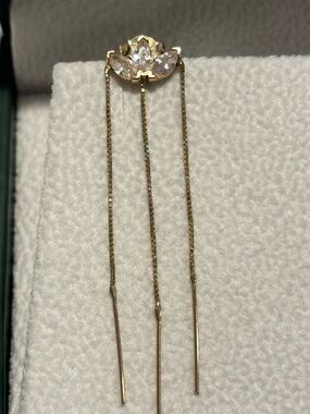 18K Gold Drop Chain Threader Earring- Women Jewelry